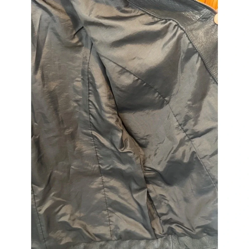 Eddie Bauer Womens‎ Black Leather Investment Jacket Medium